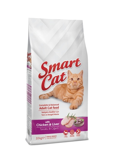 Smart Cat Tavuk Etli ve Ciğerli Yetişkin Kedi Maması 10 KG