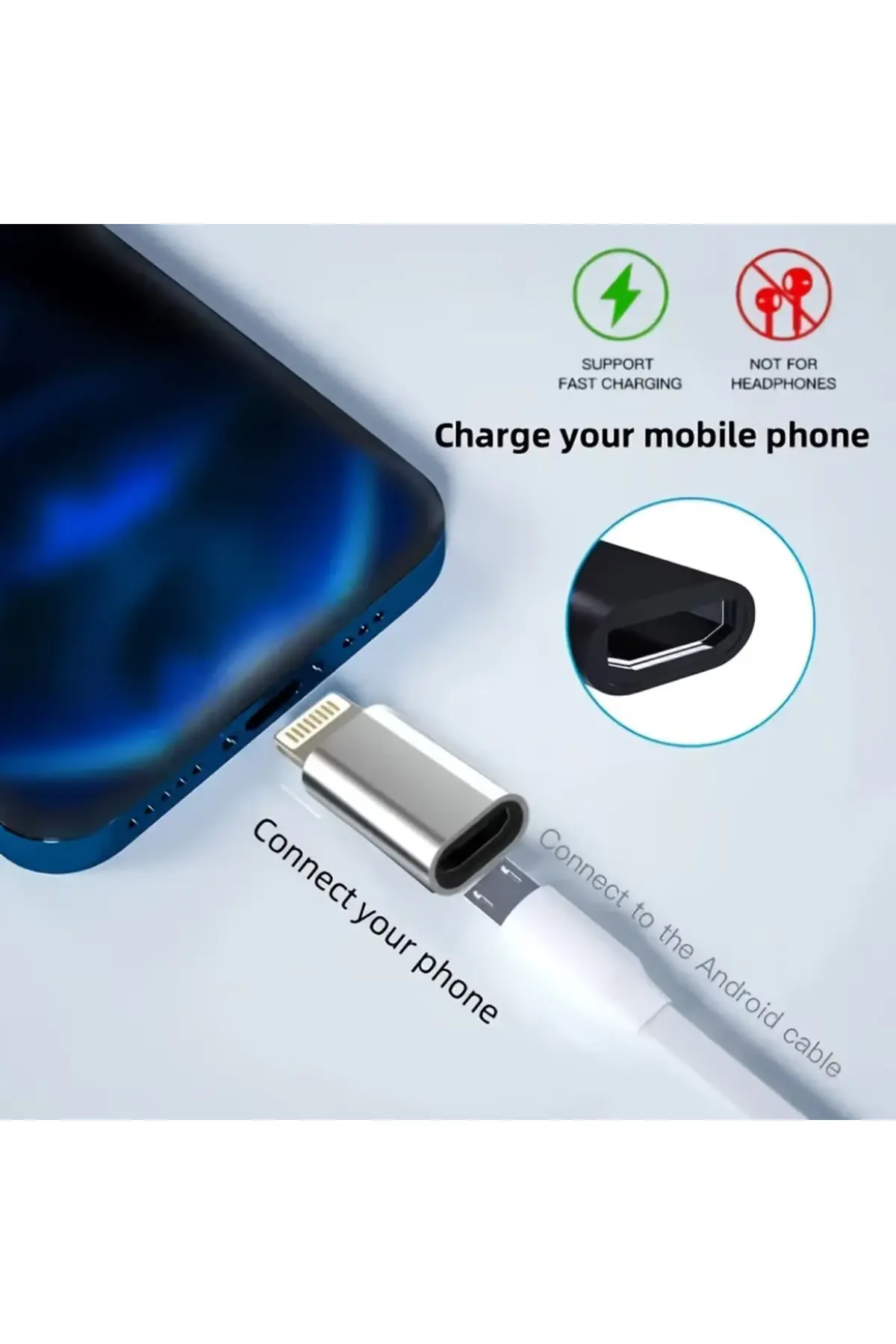 İphone 8-pin Otg Micro Usb To Apple iPhone Uyumlu  Lightining Şarj Çevirici Dönüştürücü Adaptör Gri 1