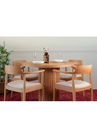 Sardes İskandinav Natural Ahşap Masa Sandalye Takımı 90x90 Natural