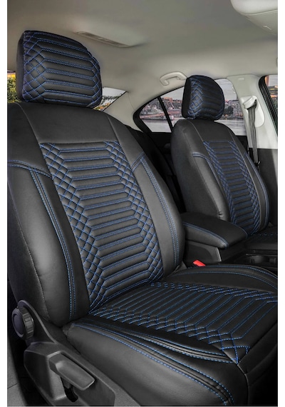 Volkswagen Golf 3 Lüx Full Deri Oto Koltuk Kılıfı Ön Arka Takım Exclusive Siyah Mavi