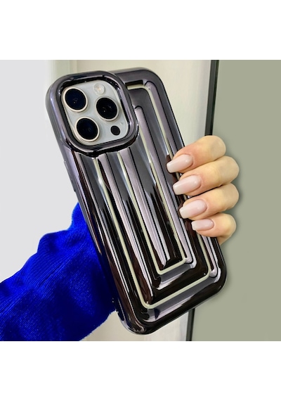 Apple Uyumlu iPhone 13 Pro Max Rudra Seri Labirent Desen 3d Metalik Silikon Kapak