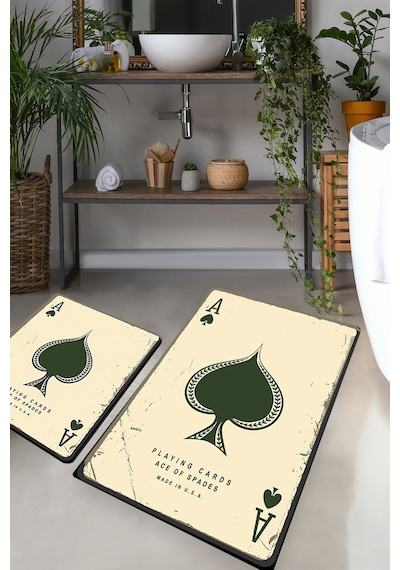 PLAYING CARDS DJT 2 LI SET  Banyo Halısı Banyo Paspası Beyaz