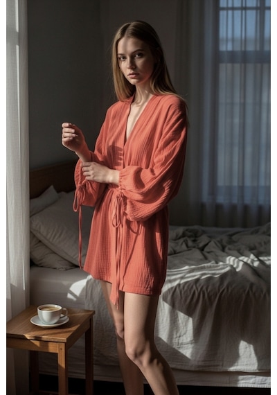 Combattente Exclusive Products Yeni Sezon Müslin Kimono - Bağlamalı Kol Detayı, Lüks Oversize Kadın Kimono - Oeko-tex Sertifikalı Kumaş Turuncu Combattente Exclusive Products Yeni Sezon Müslin Kimono - Bağlamalı Kol Detayı, Lüks Oversize Kadın Kimono - Oeko-tex Sertifikalı Kumaş Turuncu