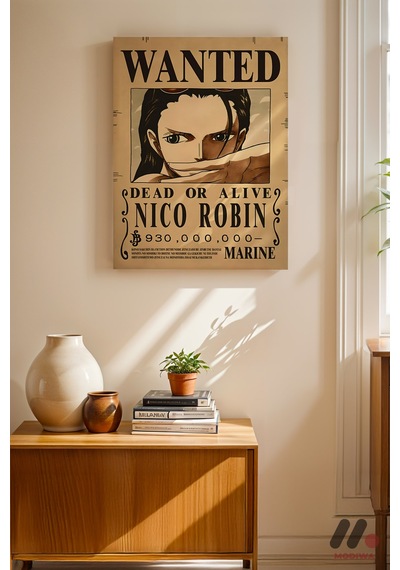 One Piece Nico Robin Wanted Poster, Çerçevesiz Yüksek Kalite Duvar Afişi - Anime Severlere Özel Hedi