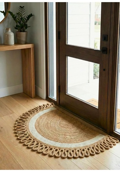 Lunaloop Yarım Ay Jüt Paspas El Yapımı Doğal Karşılama Paspası Jüt Kapı Önü Paspası Banyo Ve Balkon Kilimi Diğer