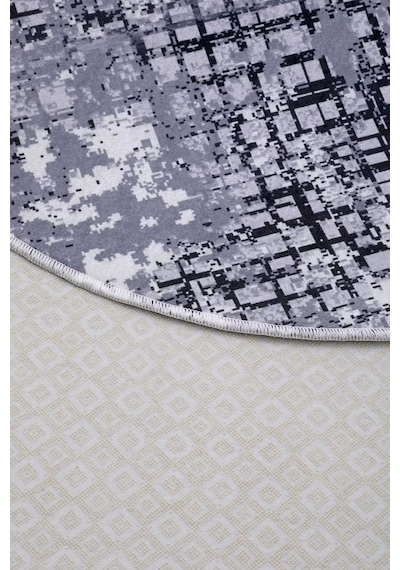 Dijidekor Halı Siyah 8881 Yıkanabilir Saçaksız Oval Kesme İnce Yolluk Kilim Salon Halısı Modelleri Çok Renkli