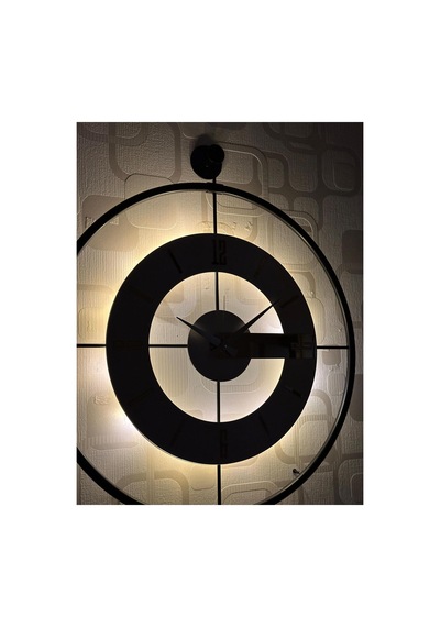 Pey Aksesuar Metal Camlı Duvar Saati 60x80 Cm Büyük Boy Işıklı Gerçek Cam M63-siyah-şeffaf-beyaz-gold M63-siyah-şeffaf-beyaz-gold