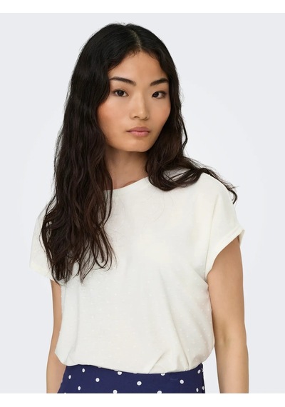 Only Onlmolly S/s O-neck Dobby Top Jrs Kadın T-shirt 15368563 Ekru