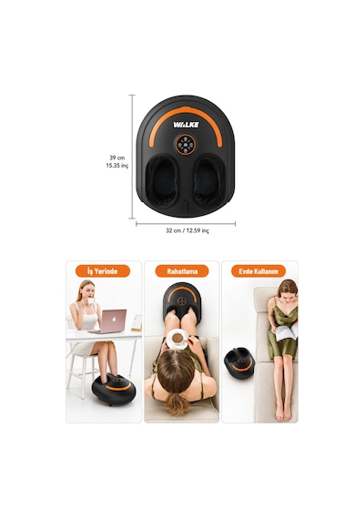 Walke Premium Uzaktan Kumandalı Çıkarılabilir Kılıf Isıtmalı Ayak Masaj Aleti A-01 Siyah