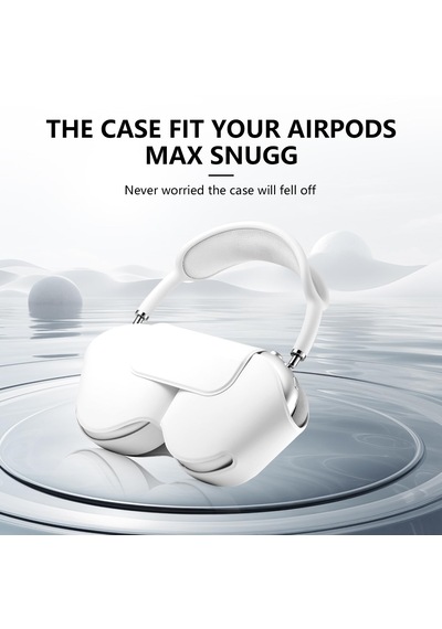 Apple Uyumlu AirPods Max İle Uyumlu Koruyucu Kılıf, Pu Deri, Mıknatıslı Kapama, Sleep Mode Destekli, Çizilmez Beyaz