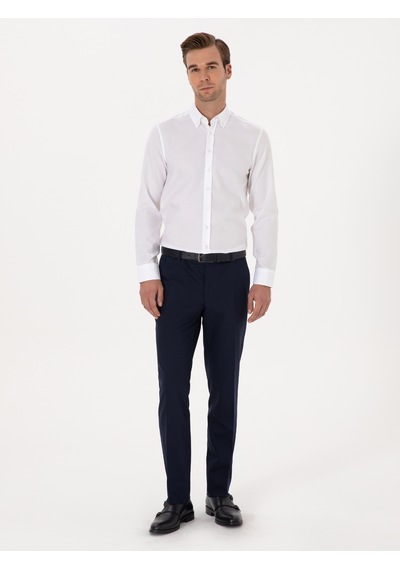 Cacharel Beyaz Slim Fit %100 Pamuk Yakası Düğmeli Oxford Gömlek 15841036
