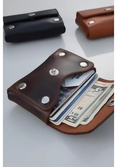 Luvo %100 Gerçek Deri El Yapımı Kadife Dokulu Kartlık Premium Minimalist Kompakt Tasarım