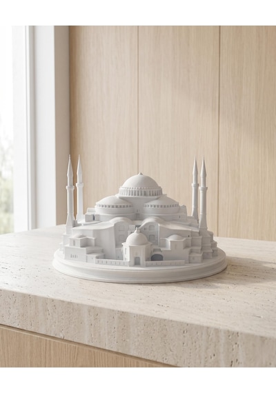 Ayasofya Camii Biblosu 3d Mimari Maket Heykel Kırık Beyaz 15 Cm Masaüstü Kitaplık Dekoru Tarih Severlere Ofis Hediyesi 15cm