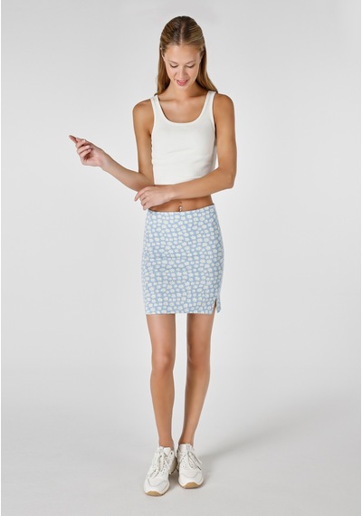 Colin's Colins Slim Fit Çiçek Baskılı Mini Mavi Kadın Etek Cl1064486 Cl1064486 Q1.v1 Ble Mavi