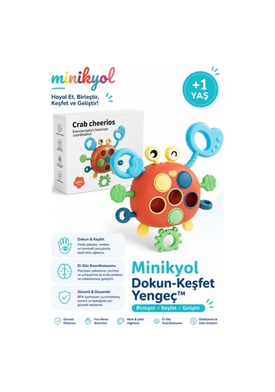 Duyusal Aktivite Yengeci Çekmeli Basmalı Renkli Eğitici Seyahat Oyuncağı