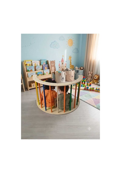 Montessori Pikler Arch Ahşap Tırmanma Köprüsü Ve Sallanan Koltuk - Doğal Ahşap Montessori Oyuncak - Renkli