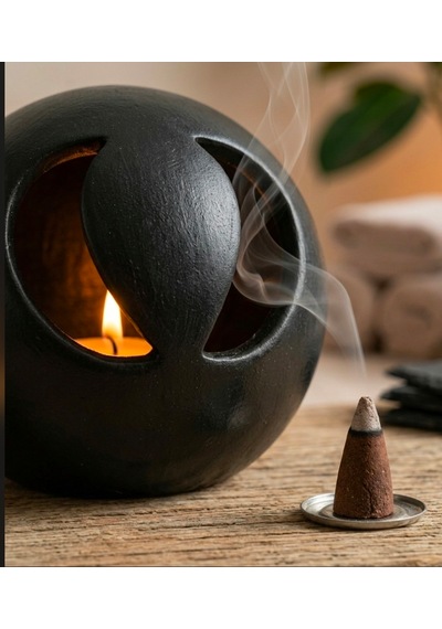El Yapımı Seramik Tütsülük & Tealight Mumluk Seti Modern Tasarım Dekoratif Seramik Tütsü Ve Mum Hediyeli