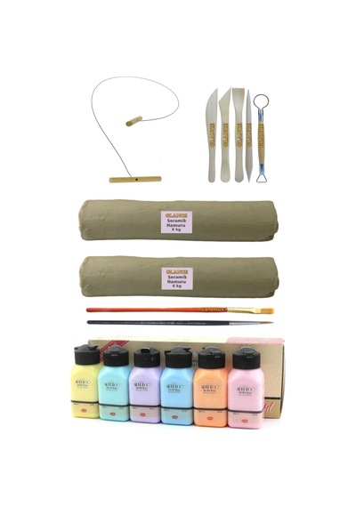 Beyaz Seramik Hamuru 6X2 Kg Kil Kesme Teli 5'Li Ebeşuar Artdeco A N11.34711