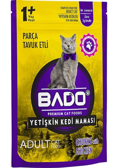 Bado Parça Tavuk Etli Konserve Yetişkin Kedi Maması 85 G