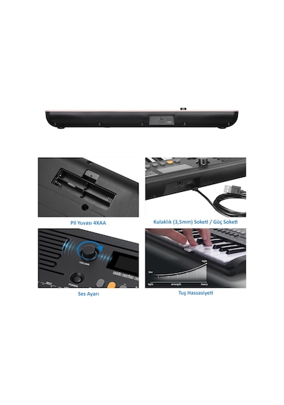 Jwin Sapphire Mk-1537 37 Tuşlu Org Adaptör Hediye -pembe