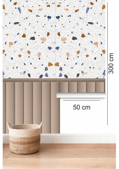 Duvar Folyosu Kendinden Yapışkanlı Ahşap Çıta Ve Terrazzo İbmd141