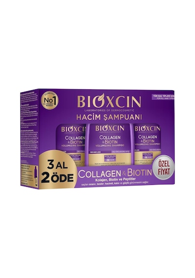Bioxcin Collagen &amp Biotin Hacim Şampuanı / 3 X 300 Ml / İnce Telli Ve Hacimsiz Saçlar İçin / Hidrolize Kolajen