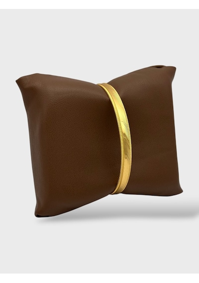 Arnes Jewelry Çelik 22 Ayar Altın Kaplama Desenli Kalın Ajda Bilezik - 1 Adet 20 Cm Ar644nes Gold