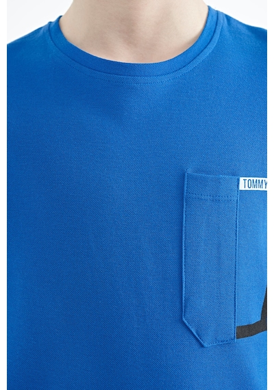 Tommylife Tommy Life Saks Cep Detaylı O Yaka Standart Kalıp Erkek Çocuk T-shirt - 11120 Saks