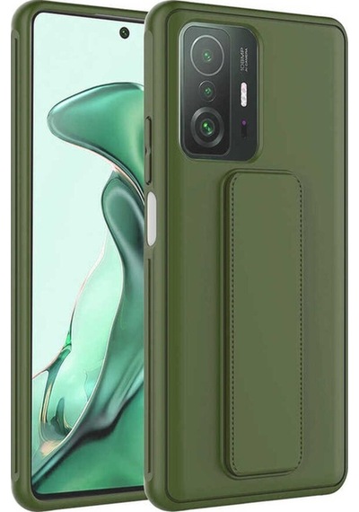 Xiaomi Mi 11t Pro 5g Kılıf Zore Qstand Kapak Koyu Yeşil