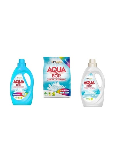 Aquabor Doğal Mineralli Sıvı Renkliler + 4 Kg Renkliler + Sıvı Beyaz 3 Lü Set 69799058