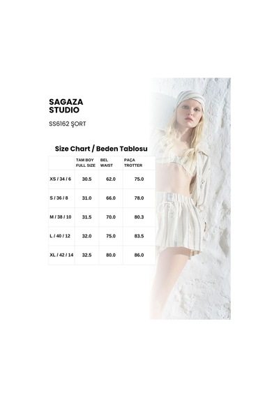 Sagaza Studio Ss6162 Beli Lastikli Bağlamalı Mini Şort İndigo