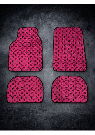 Pembe Lv Desenli Dekor Paspas A Kalite Baskılı Oto Halı Paspas Takımı 4 Takım Ön Arka Takım