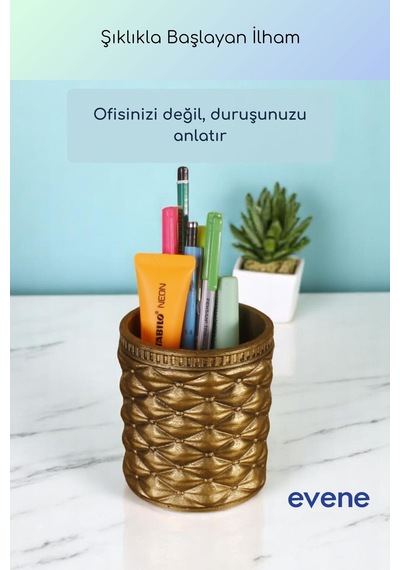 Kalemlik Masa Kalemliği Organizer Kalemlik Altın Eskitme Renk Model 85 Çok Renkli