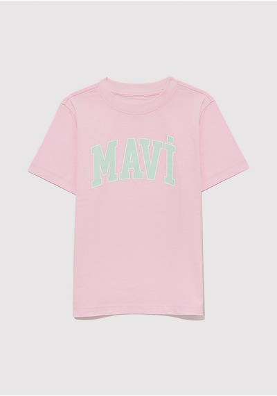 Mavi - Mavi Logo Baskılı Pembe Tişört 7610109-86953 Pembe