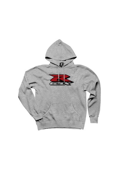 Suzuki Gsx-r Logosu Gri Kapşonlu Sweatshirt Hoodie Siyah