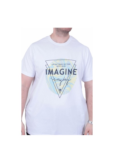 Moc Grande Mocgrande Erkek Büyük Beden Sıfır Yaka Tişört Imagine 26132 Beyaz
