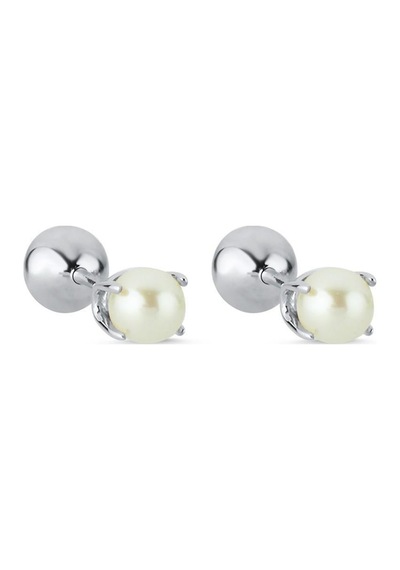 4,5 Mm İkili Tragus Doğal İnci Çift Taraflı Top Piercing Beyaz Beyaz