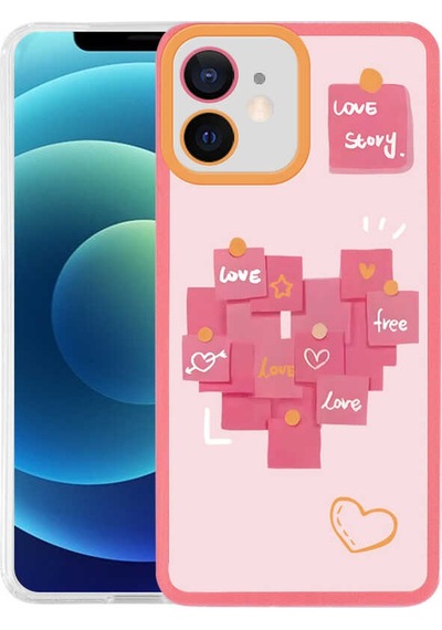 Butam Bilişim Apple Uyumlu iPhone 12 M fit Desenli Kılıf love Story No2 Love