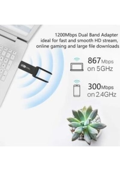 Ac1200 Mbps Dual Band USB 3.0 Adaptör Kablosuz Wi-Fi Alıcı Ac1200