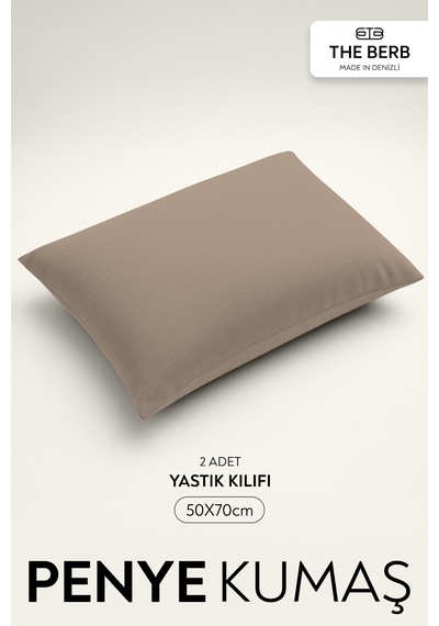The Berb 2'li Penye Yastık Kılıfı Seti %100 Pamuk 50 X 70 Fermuarlı Vizon