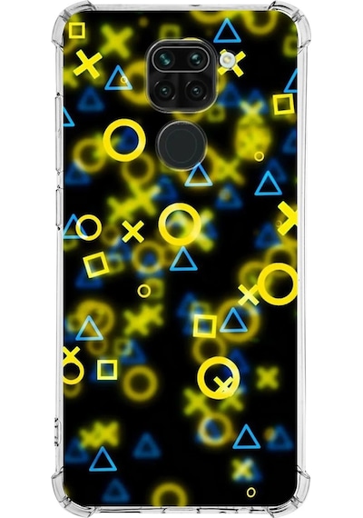 Xiaomi Redmi Note 9 Köşe Korumalı Antişok Kapak Semboller Tasarımlı Şeffaf Silikon Kılıf