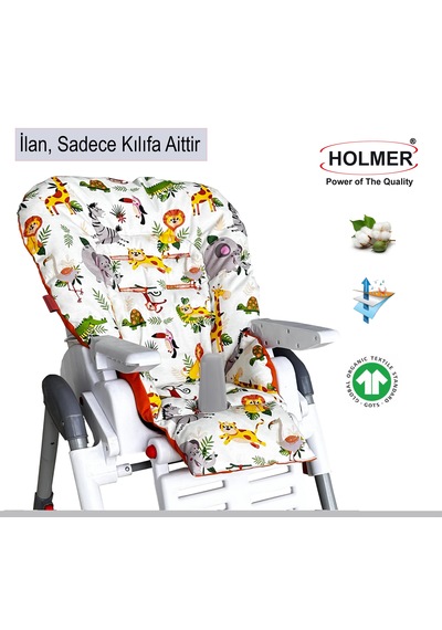 Holmer Leke Tutmaz Organik Mama Sandalyesi Minderi & Kılıfı Max-M Turuncu