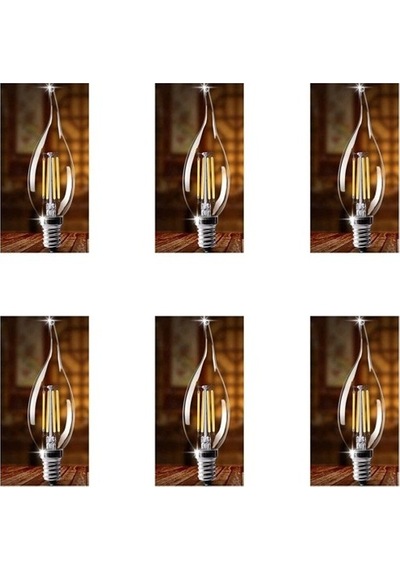 Seldur Edison 6 Adet 4W LED Filament Kıvrık Buji Ampul Günışığı CT-4062G