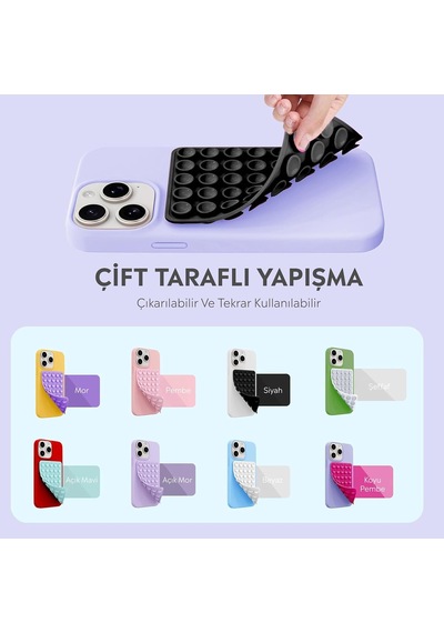 Telefon Arkasına Yapışan Silikon Vantuzlu Telefon Tutucu, Telefon Kılıfı Tutucu, Tüm Cep Telefonu Modellerine Uygun, Araç Telefon Tutucu, Ahtapot, Vakumlu Telefon Tutucu Siyah