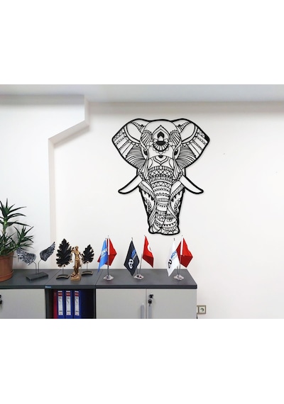 Desenli Fil Tasarımlı Hayvan Figürlü Metal Dekoratif Modern Duvar Tablosu Ev Ve Ofis İçin