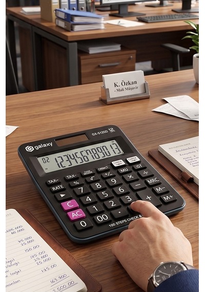 Hesap Makinesi Siyah 12x14.5 Cm 1 Adet Galaxy Gx-5120d 12 Haneli Orta Boy Ofis Büro Masaüstü Hesap Makinası