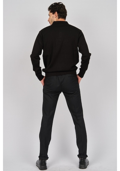 Pave Erkek Polo Yaka Yün Kazak 4358104 Siyah Siyah