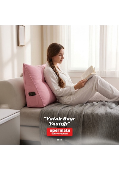 Yatak Başı Yastığı Sırt ve Bel Destek Yastığı 120 CM Yaslanma ve Dinlenme Yastığı Pembe