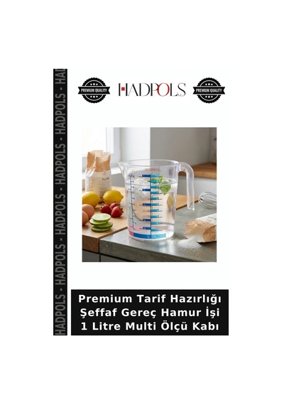Premium Tarif Hazırlığı Şeffaf Gereç Hamur İşi 1 Litre Multi Ölçü Kabı