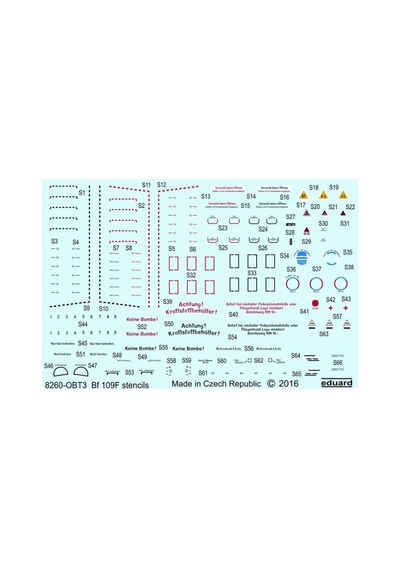 Eduard D48026 1/48 Ölçek, Bf 109f Stencils For Mak